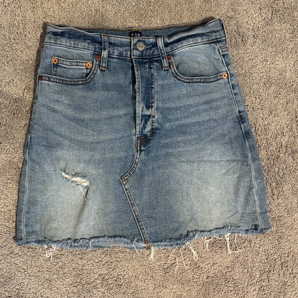 GAP Distressed Blue Denim Mini Skirt